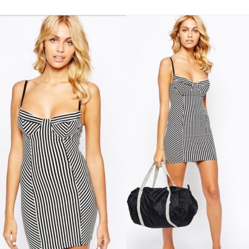 American apparel black & white striped mini dress